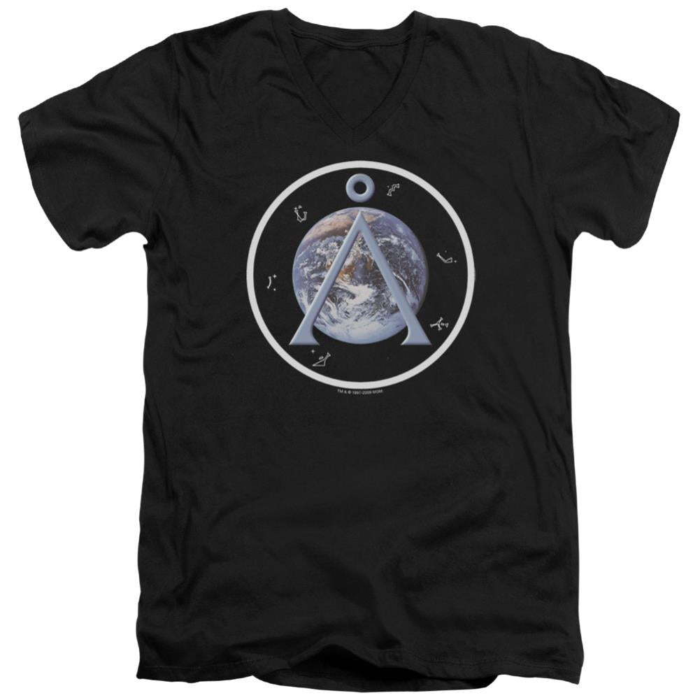 Stargate SG-1 Earth Emblem Men's 30/1 Cotton Slim V-Neck T-Shirt