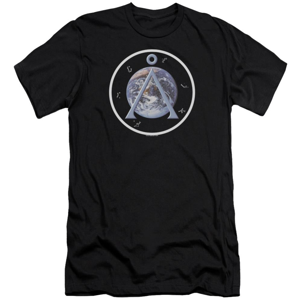 Stargate SG-1 Earth Emblem Men's Ultra-Soft 30/1 Cotton Slim Short-Sleeve T-Shirt