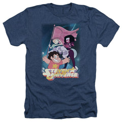 Steven Universe Crystal Gem Flag Men's 30/1 Heather 60 40 Poly Short-Sleeve T-Shirt