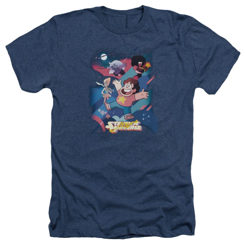 Steven Universe Group Shot Men's 30/1 Heather 60 40 Poly Short-Sleeve T-Shirt
