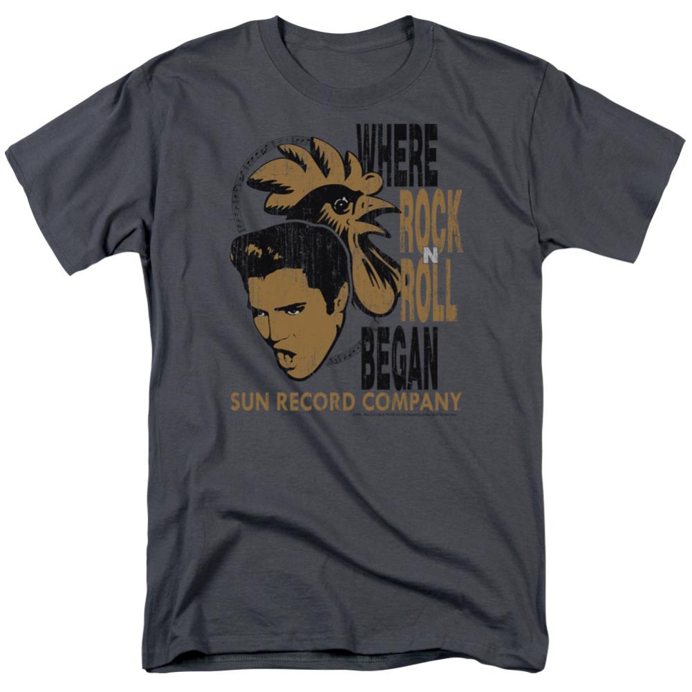 Sun Records Elvis And Rooster Men's 18/1 Cotton Short-Sleeve T-Shirt