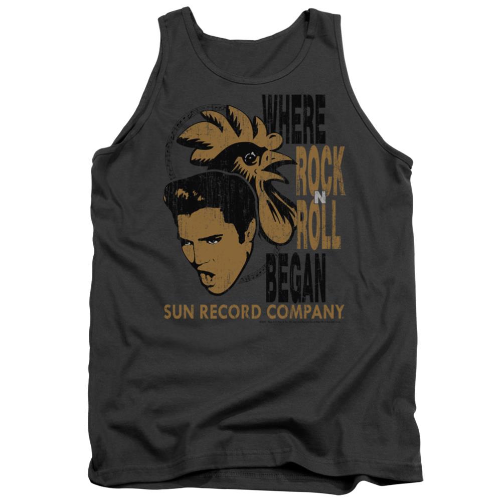 Sun Records Elvis And Rooster Men's 18/1 Cotton Tank Top