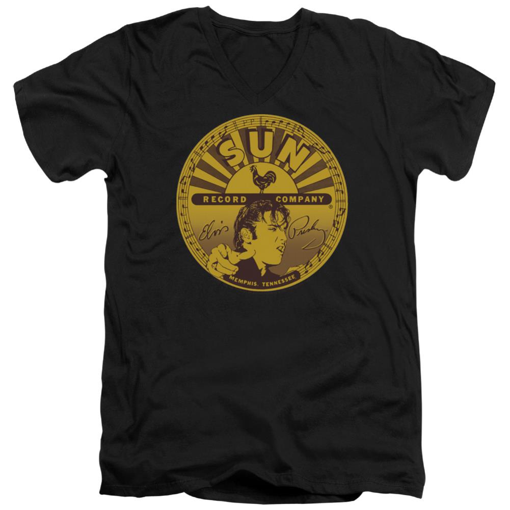 Sun Records Elvis Full Sun Label Men's 30/1 Cotton Slim V-Neck T-Shirt