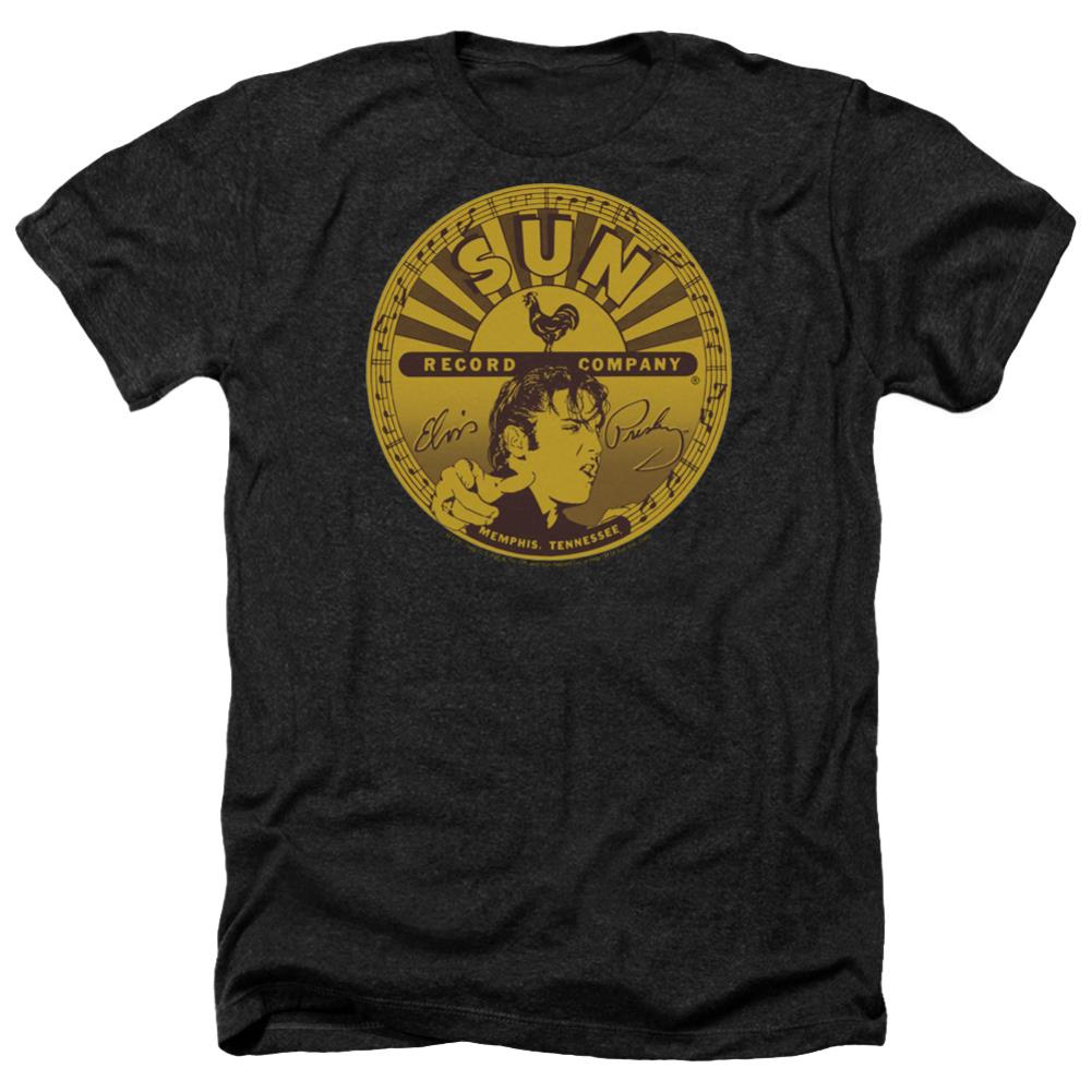 Sun Records Elvis Full Sun Label Men's 30/1 Heather 60 40 Poly Short-Sleeve T-Shirt