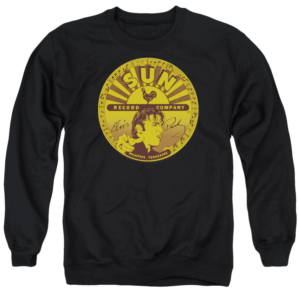 Sun Records Elvis Full Sun Label Men's Crewneck 50 50 Poly Long-Sleeve T-Shirt