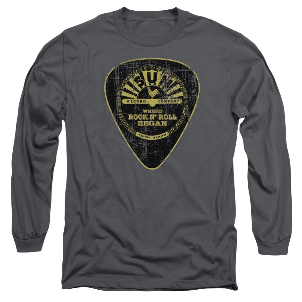 Sun Records Guitar Pick Men's 18/1 Cotton Long-Sleeve T-Shirt