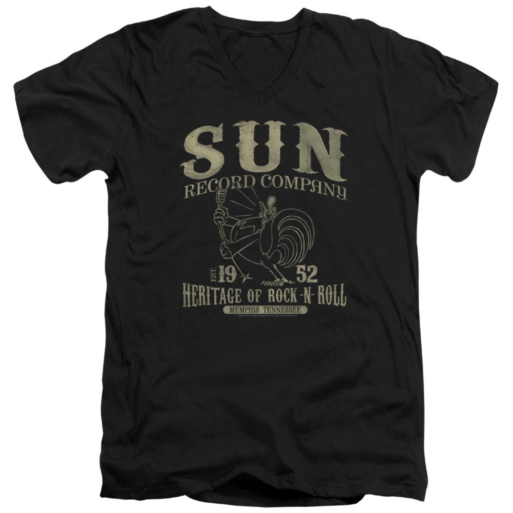 Sun Records Rockabilly Bird Men's 30/1 Cotton Slim V-Neck T-Shirt