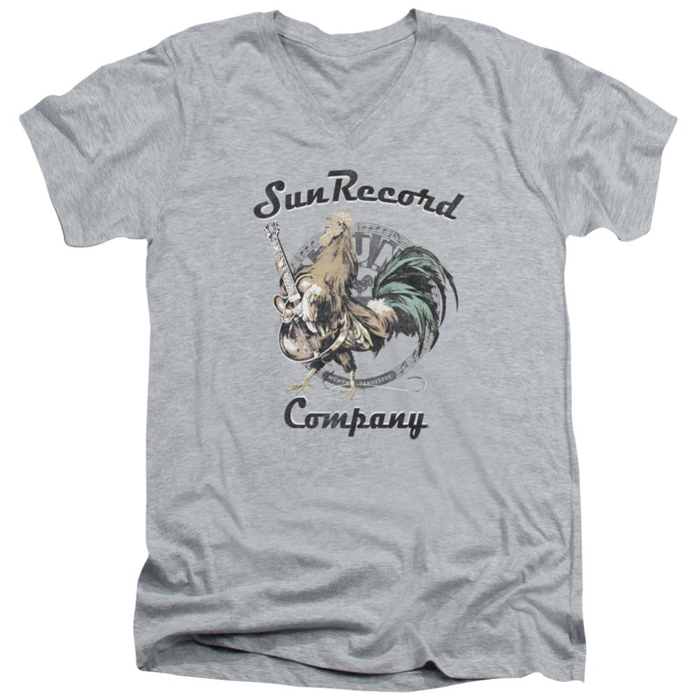 Sun Records Rockin Rooster Logo Men's 30/1 Cotton Slim V-Neck T-Shirt