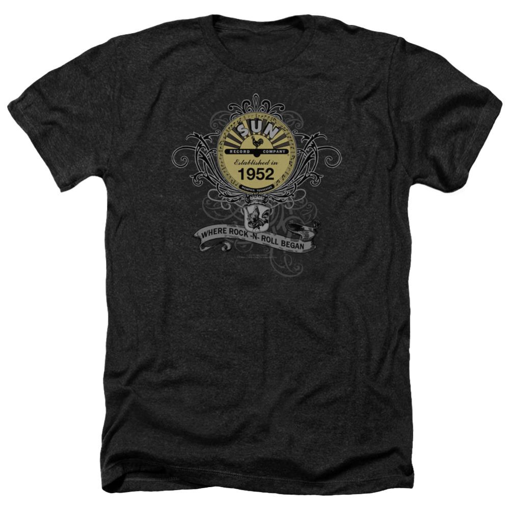 Sun Records Rockin Scrolls Men's 30/1 Heather 60 40 Poly Short-Sleeve T-Shirt