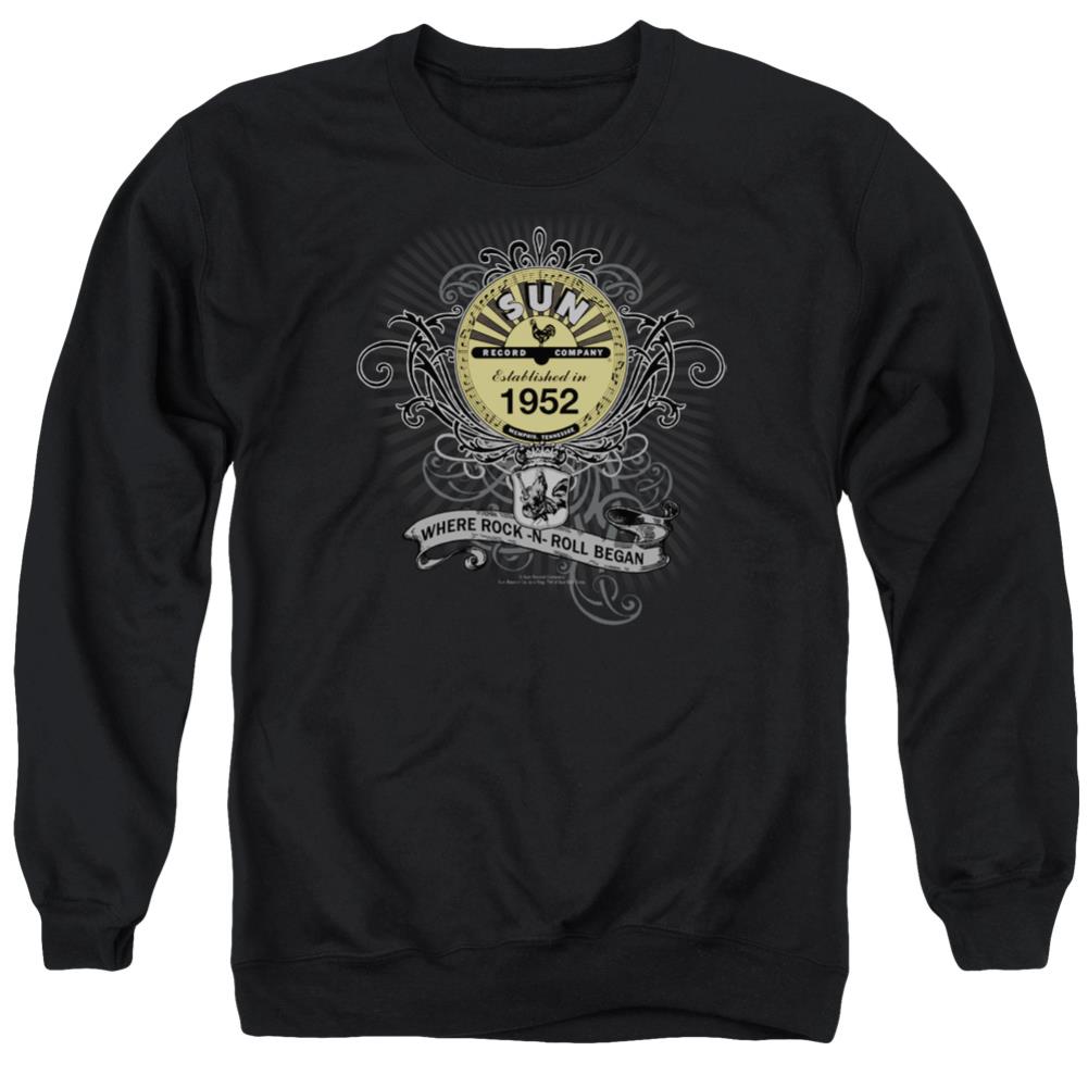 Sun Records Rockin Scrolls Men's Crewneck 50 50 Poly Long-Sleeve T-Shirt