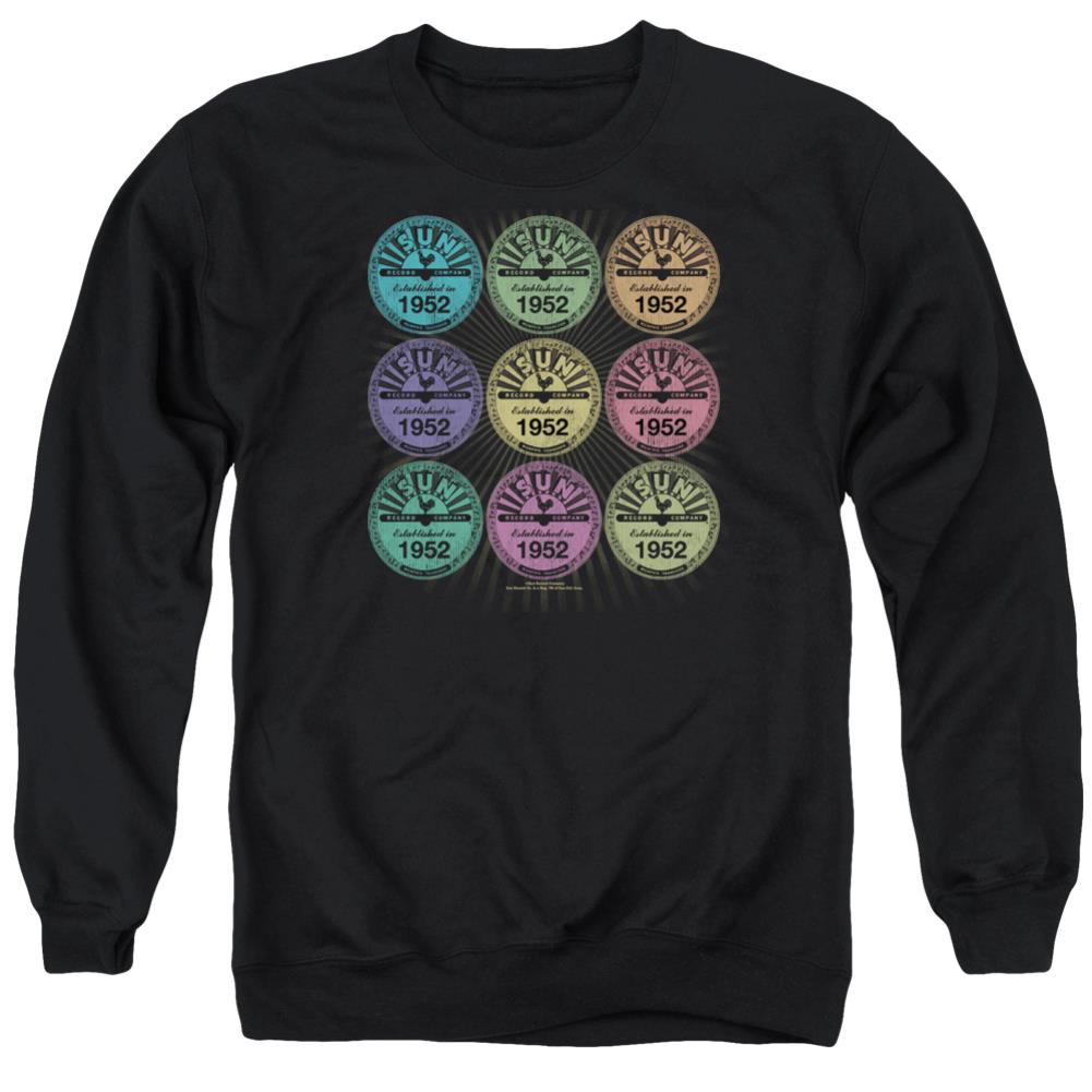 Sun Records Rocking Color Block Men's Crewneck 50 50 Poly Long-Sleeve T-Shirt