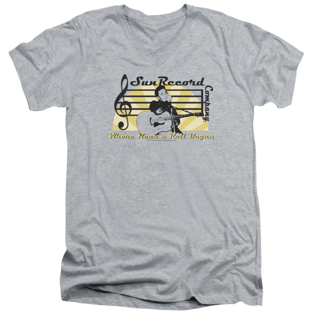 Sun Records Sun Record Company Men's 30/1 Cotton Slim V-Neck T-Shirt