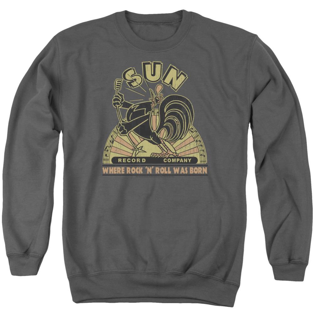 Sun Records Sun Rooster Men's Crewneck 50 50 Poly Long-Sleeve T-Shirt