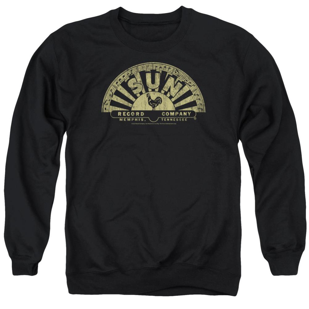 Sun Records Tattered Logo Men's Crewneck 50 50 Poly Long-Sleeve T-Shirt