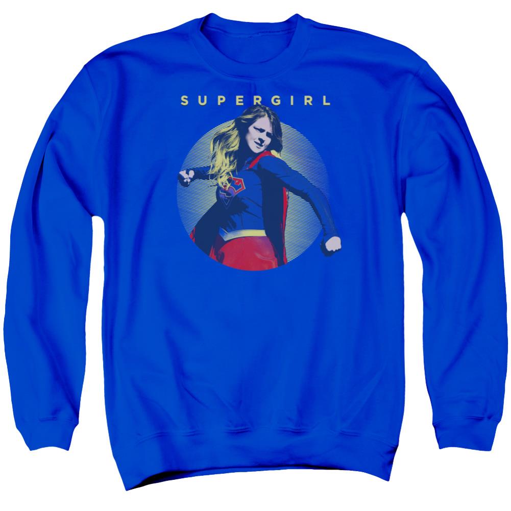 Supergirl Classic Hero Men's Crewneck 50 50 Poly LS T