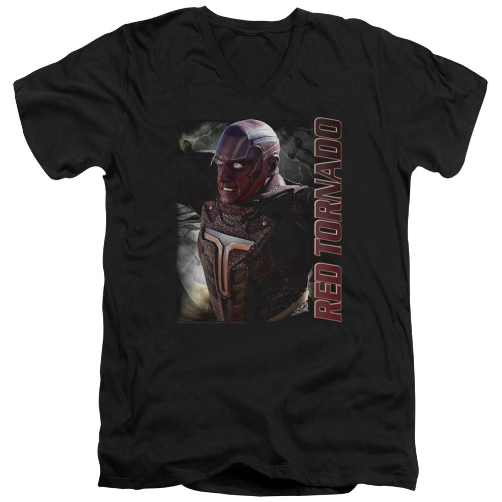 Supergirl Red Tornado Men's 30/1 Cotton Slim V-Neck T