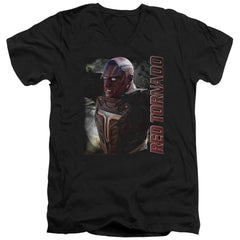 Supergirl Red Tornado Men's 30/1 Cotton Slim V-Neck T