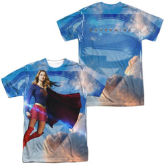 Supergirl Up In The Sky (Front/Back Print) Men's Regular Fit Polyester SS T
