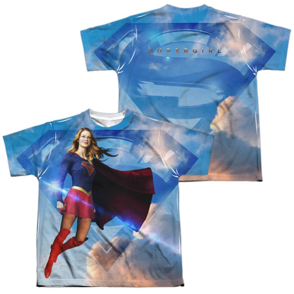Supergirl Up In The Sky (Front/Back Print) Youth Regular Fit Poly SS T