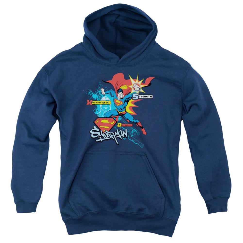 Superman Abilities Youth Cotton Poly Pull-Over Hoodie