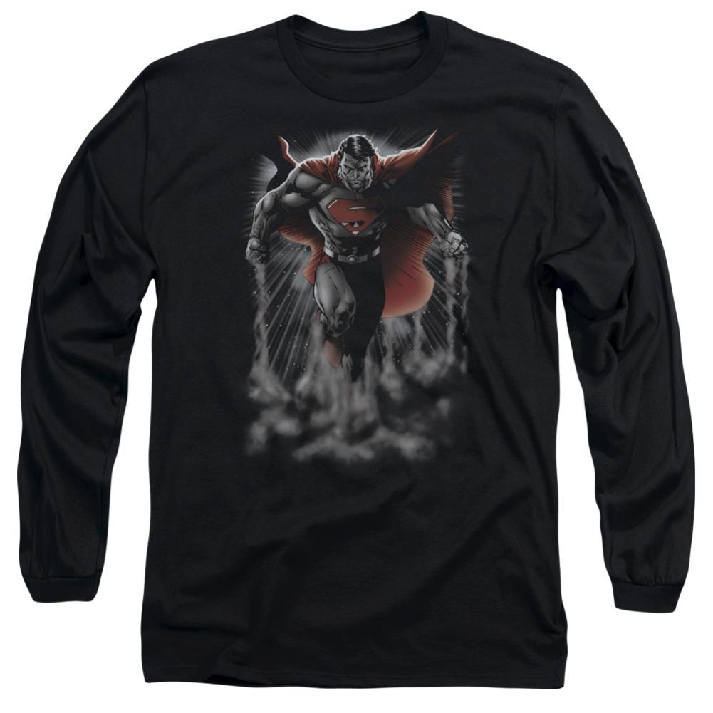 Superman Above The Clouds Men's 18/1 Cotton LS T