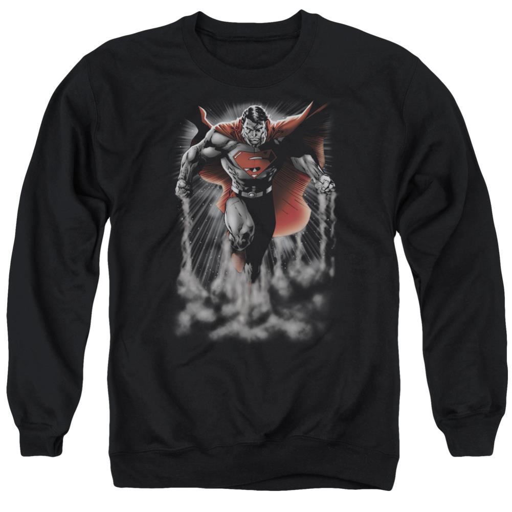 Superman Above The Clouds Men's Crewneck 50 50 Poly LS T