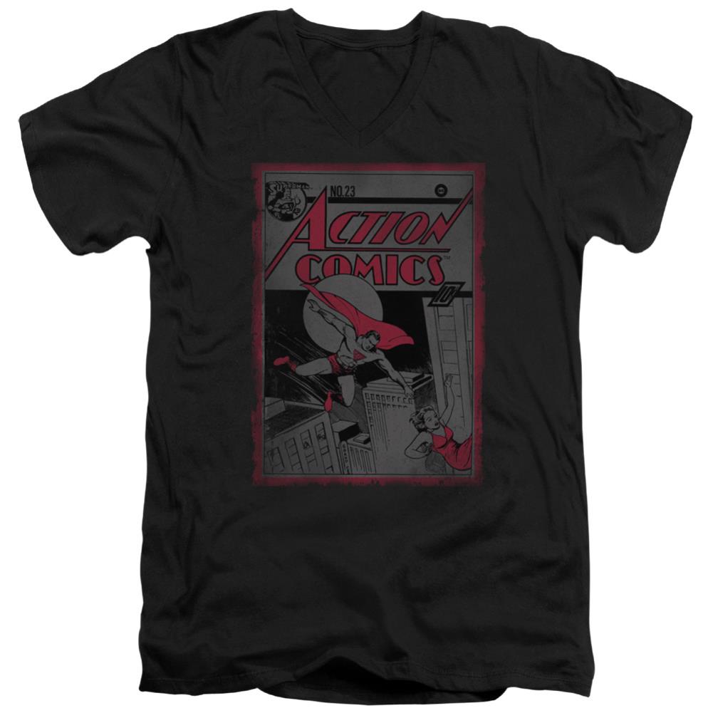 Superman Action Comics 23 Men's 30/1 Cotton Slim V-Neck T