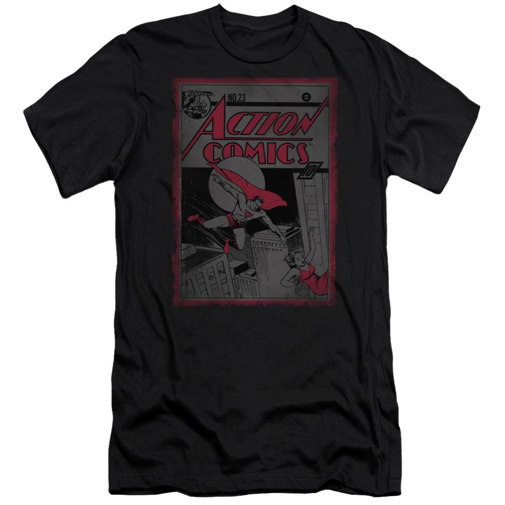 Superman Action Comics 23 Men's Ultra-Soft 30/1 Cotton Slim SS T