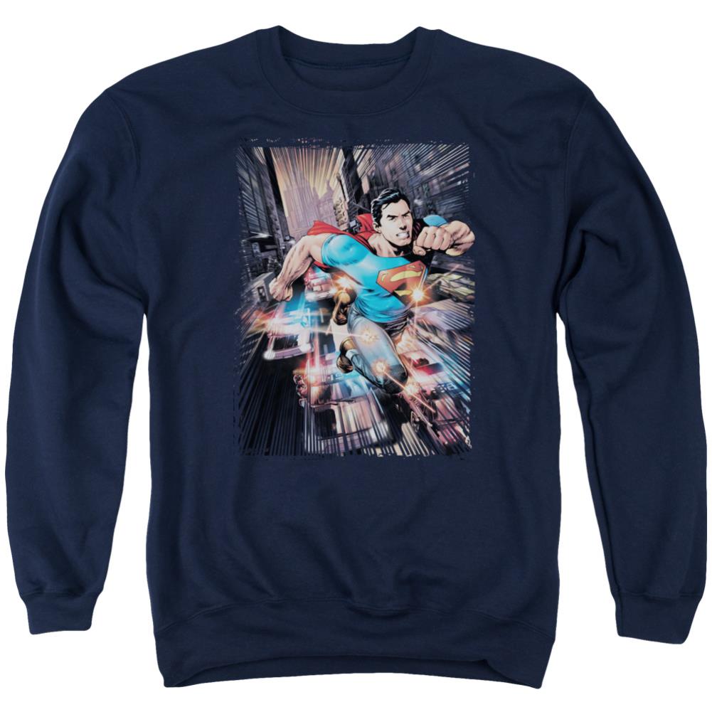 Superman Action Comics #1 Men's Crewneck 50 50 Poly LS T