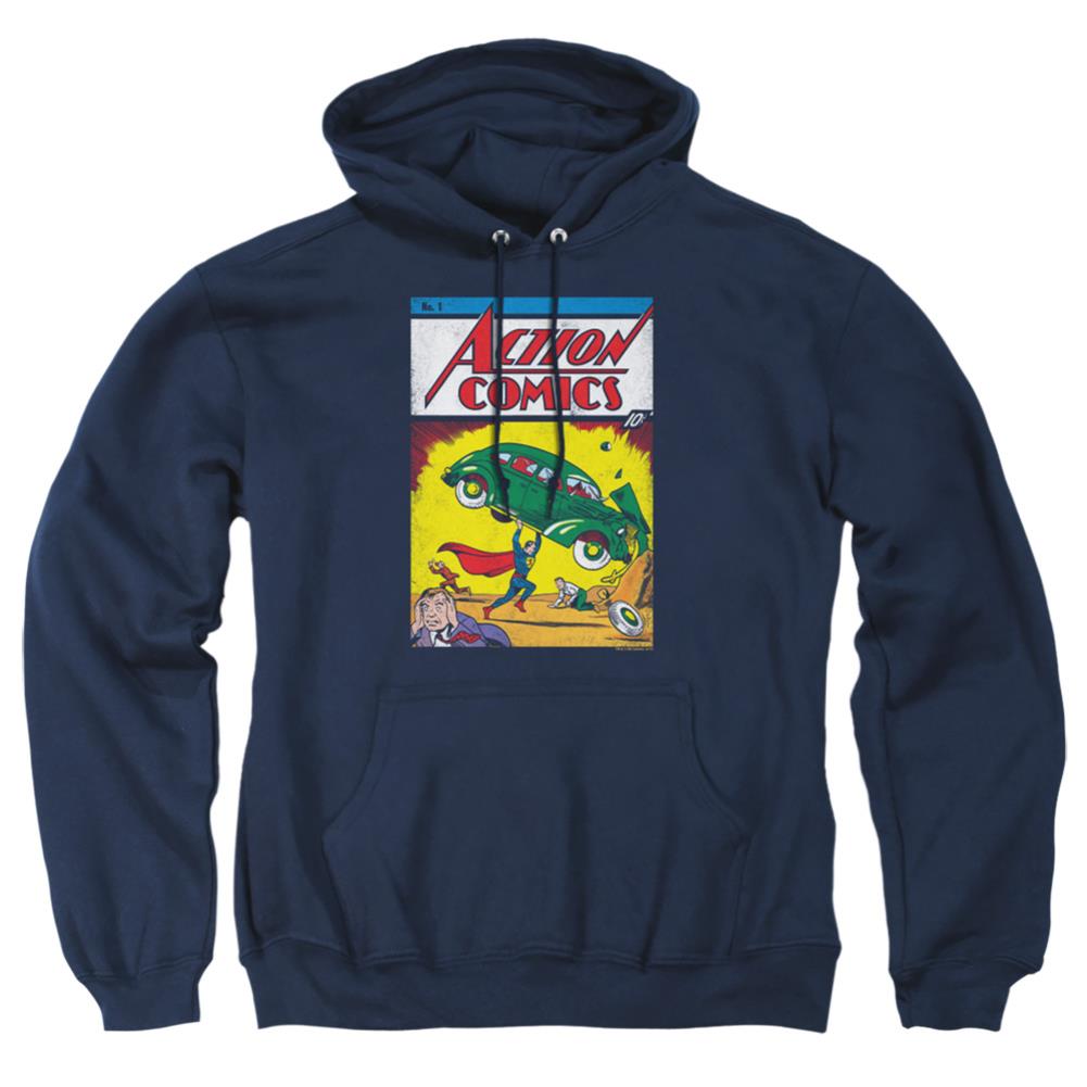 Superman Action No. 1 Men's Pull-Over 75 25 Poly Hoodie