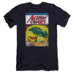 Superman Action No. 1 Men's Ultra-Soft 30/1 Cotton Slim SS T