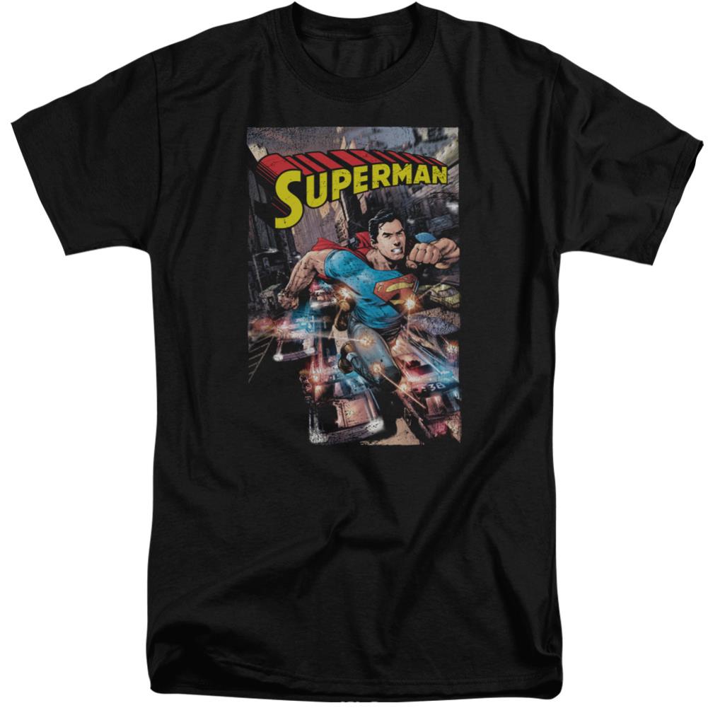 Superman Action One Men's 18/1 Tall Cotton SS T