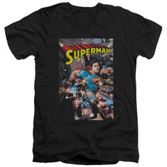 Superman Action One Men's 30/1 Cotton Slim V-Neck T