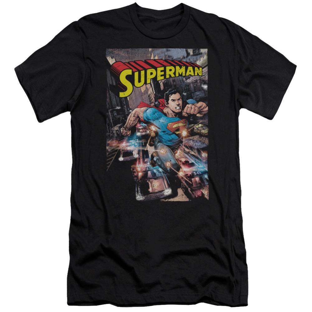 Superman Action One Men's Ultra-Soft 30/1 Cotton Slim SS T
