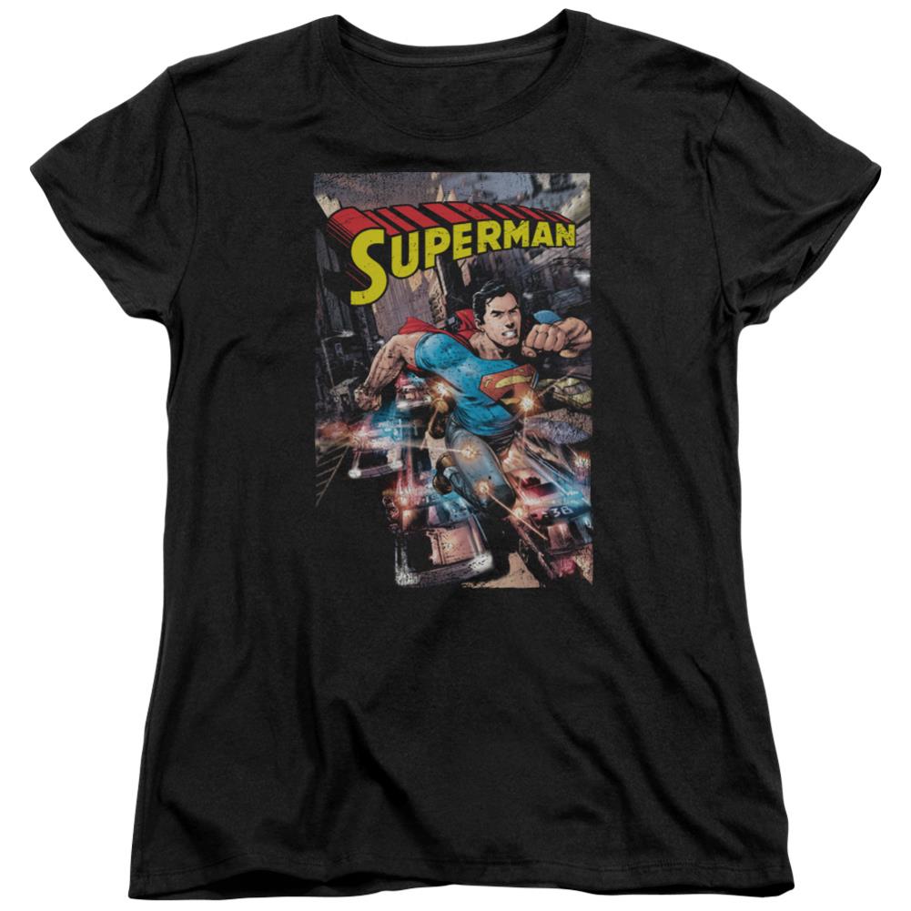 Superman Action One Women's 18/1 Cotton SS T
