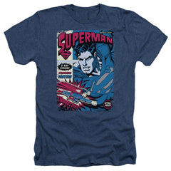 Superman Action Packed Men's 30/1 Heather 60 40 Poly SS T