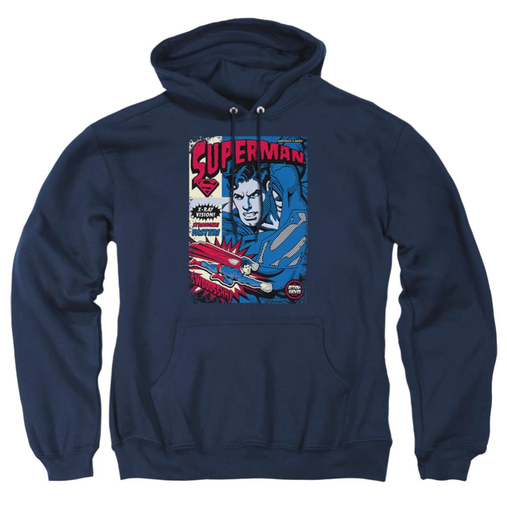 Superman Action Packed Men's Pull-Over 75 25 Poly Hoodie