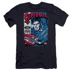 Superman Action Packed Men's Ultra-Soft 30/1 Cotton Slim SS T