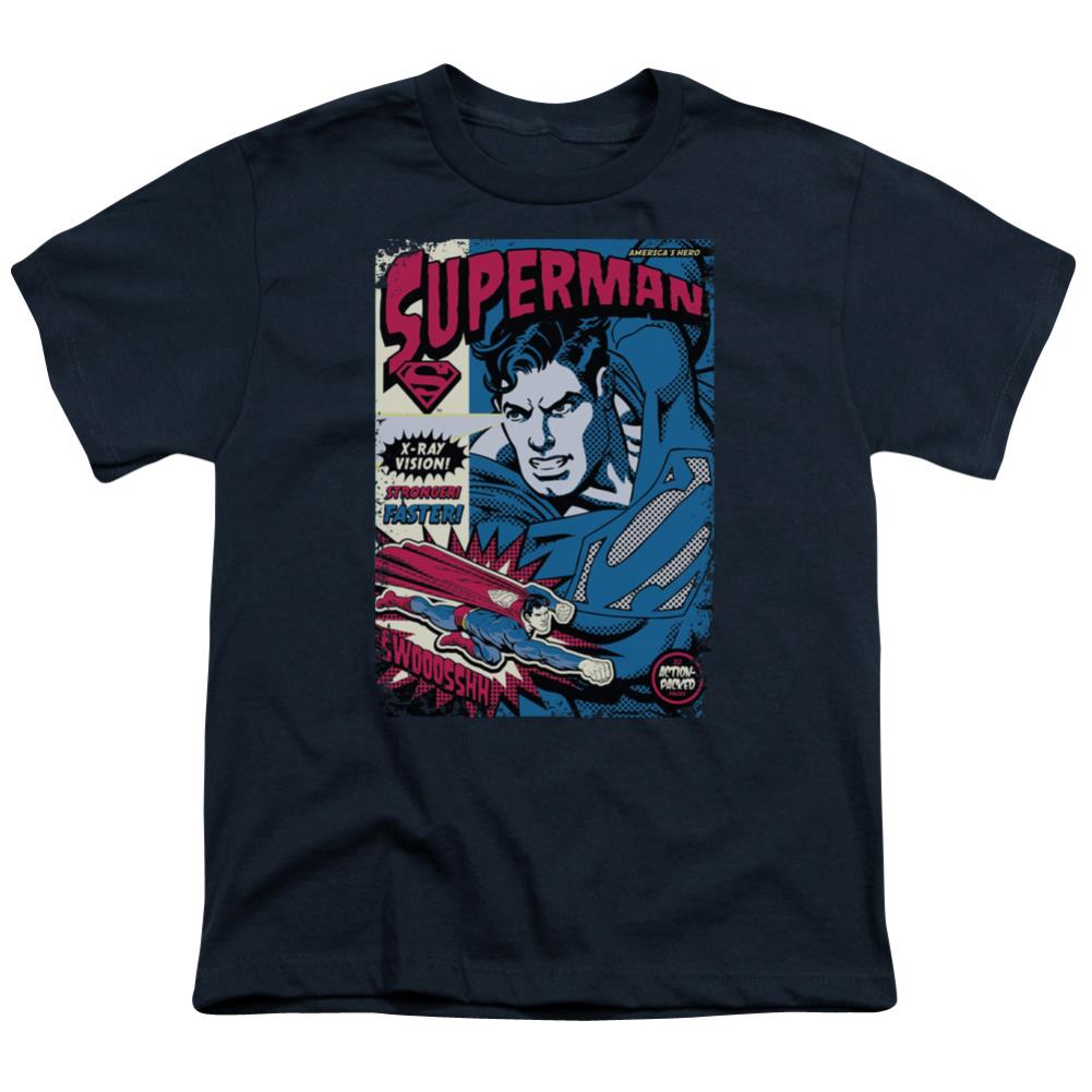 Superman Action Packed Youth 18/1 100% Cotton SS T