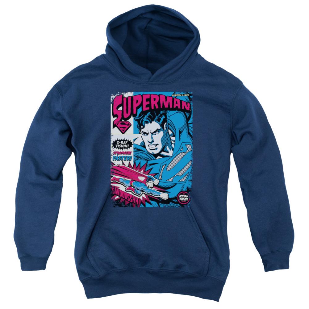 Superman Action Packed Youth Cotton Poly Pull-Over Hoodie