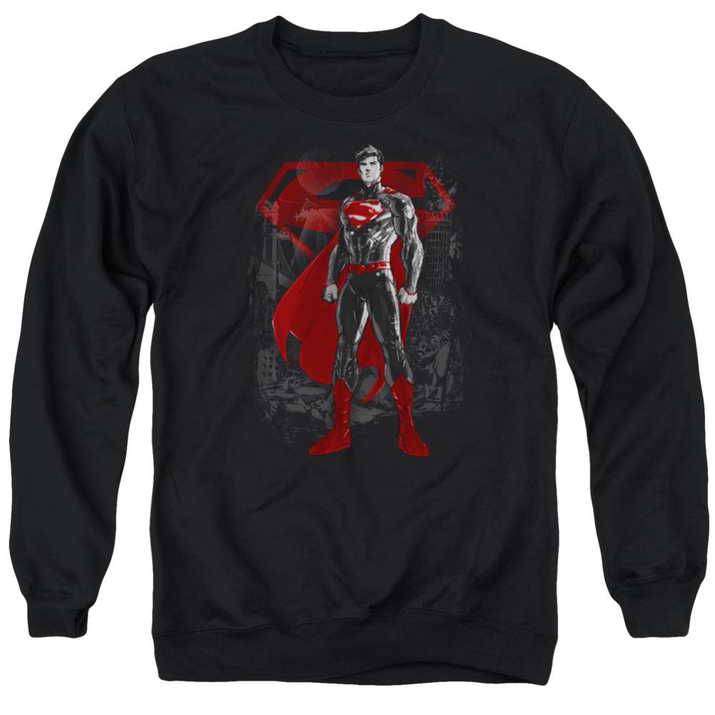 Superman Aftermath Men's Crewneck 50 50 Poly LS T