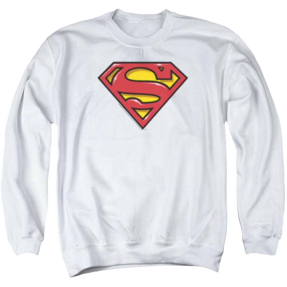 Superman Airbrush Shield Men's Crewneck 50 50 Poly LS T