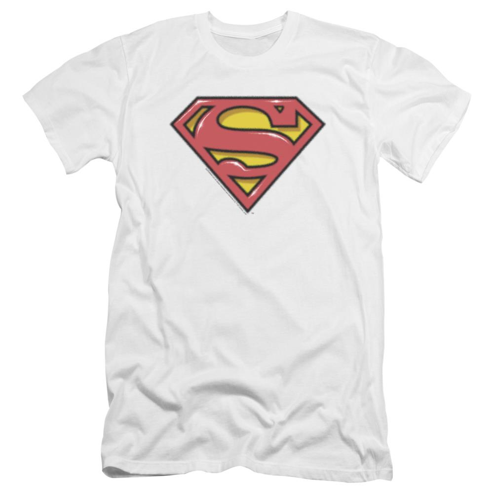 Superman Airbrush Shield Men's Ultra-Soft 30/1 Cotton Slim SS T