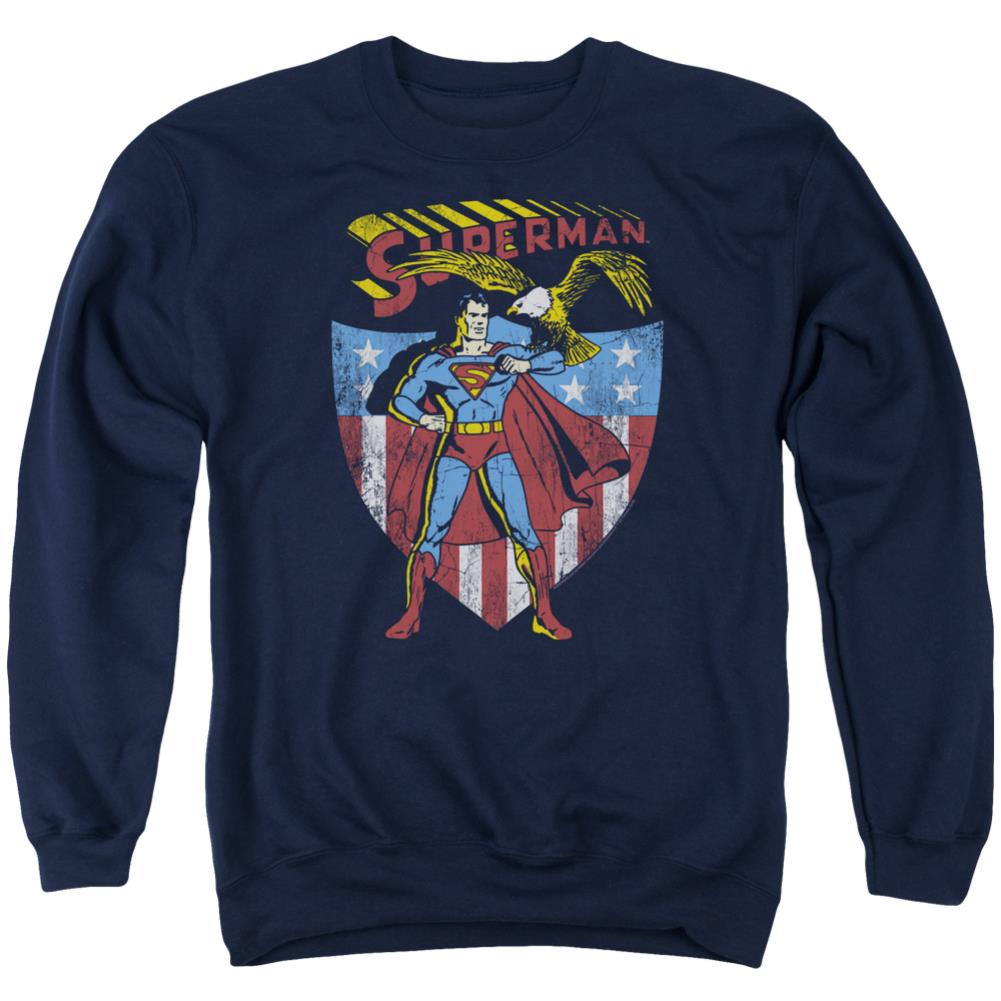 Superman All American Men's Crewneck 50 50 Poly LS T