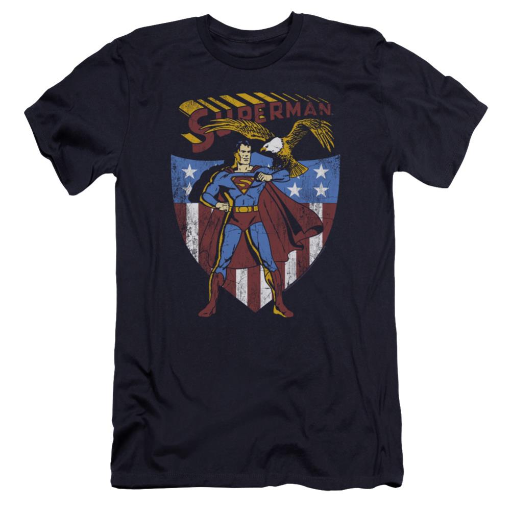 Superman All American Men's Ultra-Soft 30/1 Cotton Slim SS T