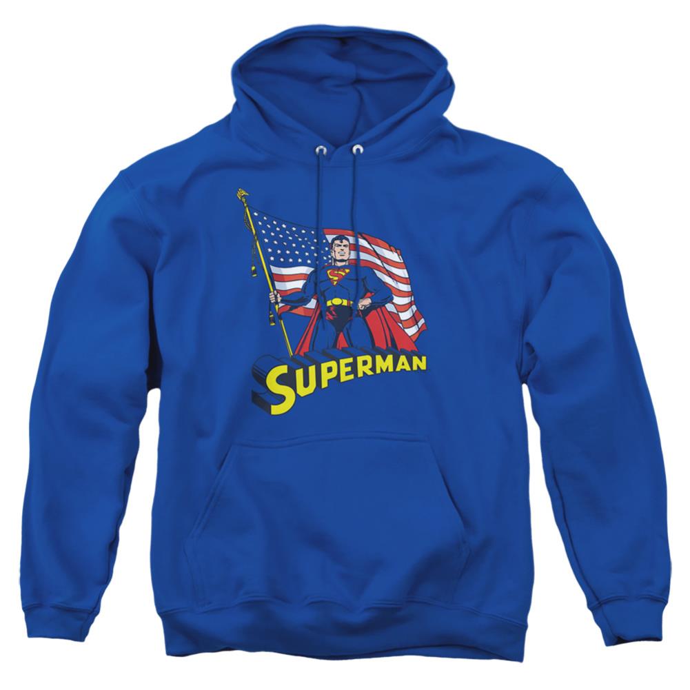 Superman American Flag Men's Pull-Over 75 25 Poly Hoodie