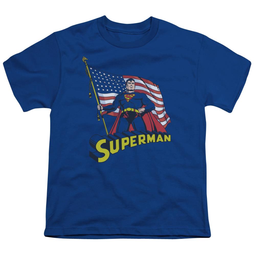 Superman American Flag Youth 18/1 100% Cotton SS T