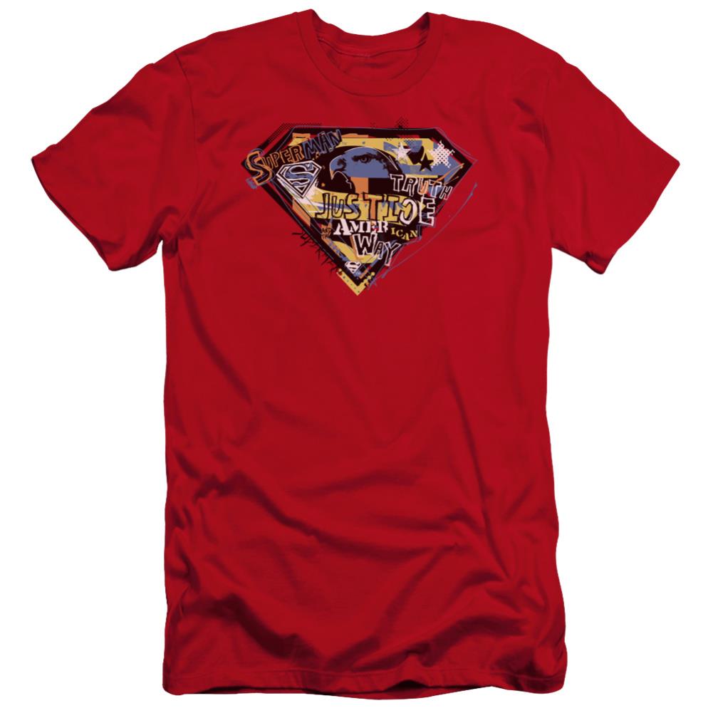 Superman American Way Men's Ultra-Soft 30/1 Cotton Slim SS T