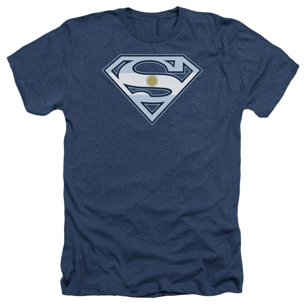 Superman Argentinian Shield Men's 30/1 Heather 60 40 Poly SS T