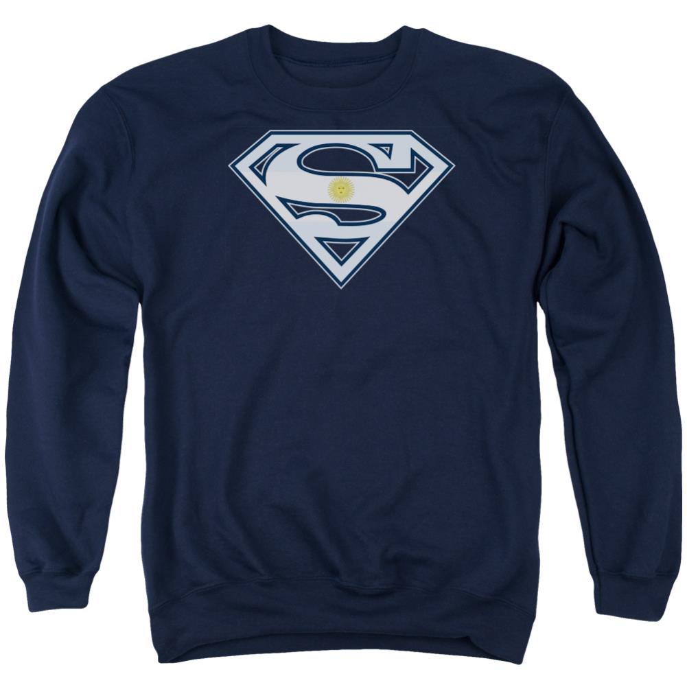 Superman Argentinian Shield Men's Crewneck 50 50 Poly LS T